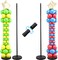 Balloon Column Stand Kit Set of 2, 1.3ft-5ft Adjustable Metal Pillar Balloon Stand with Base for Floor and Table Centerpieces for Birthday Party Wedding Christmas Halloween Decorations Black